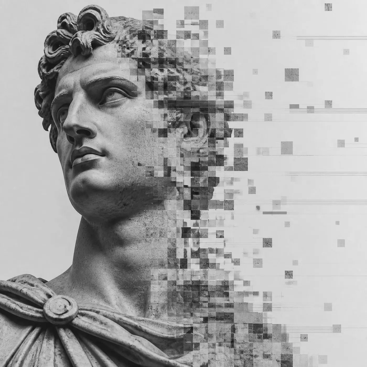 Classical European figure resolving from fragmented signal into a single structure