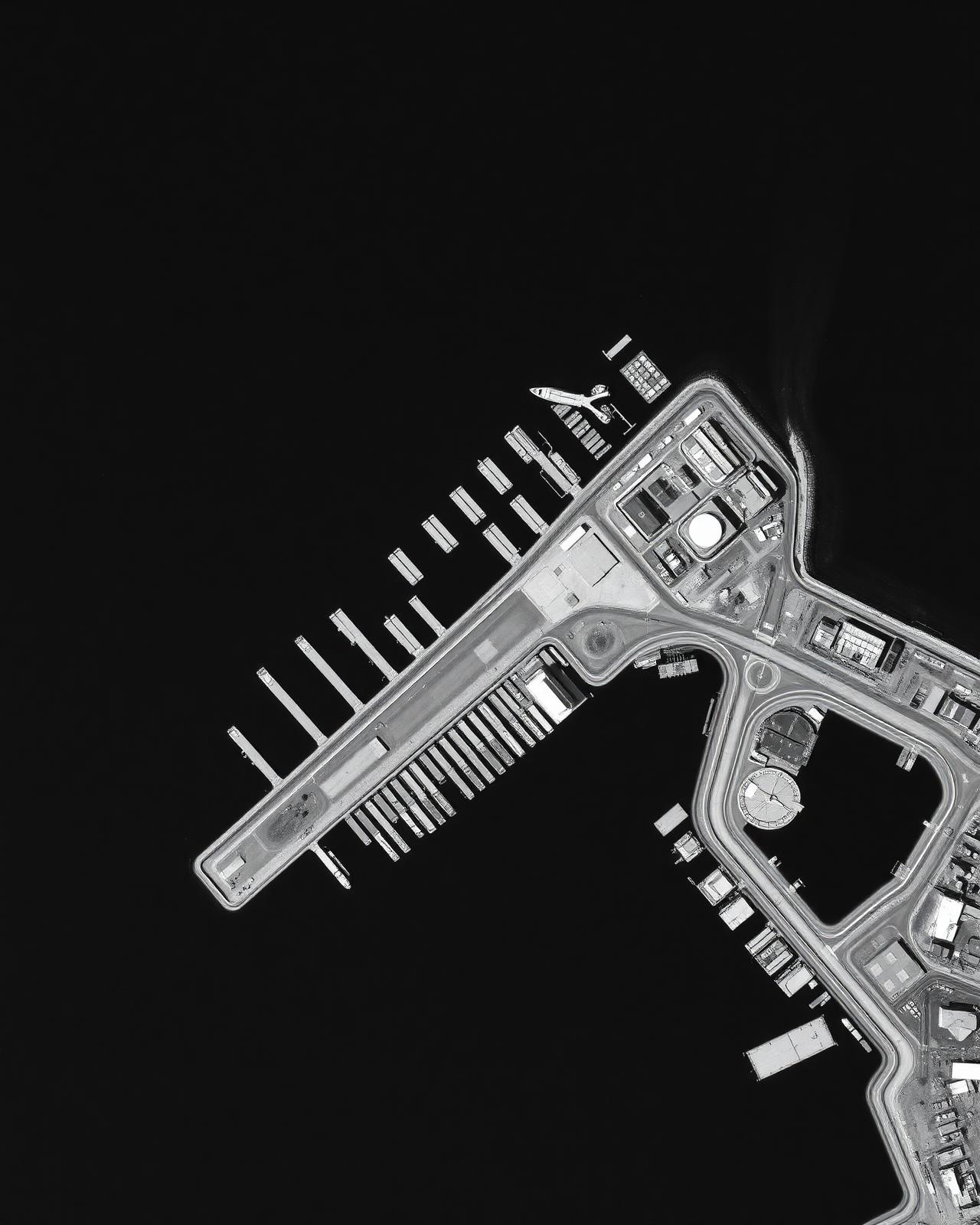 Aerial view of a European coastal port and inland terrain: a shared picture of territory you can act on, not just observe